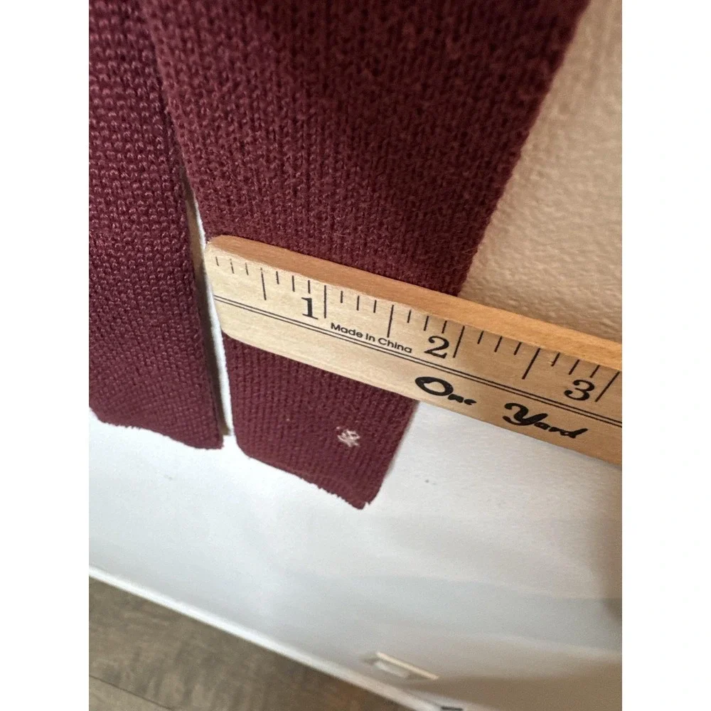 Vintage Yves Saint Laurent Tie Mens One Size Red‎ Knit Cotton Skinny Logo USA